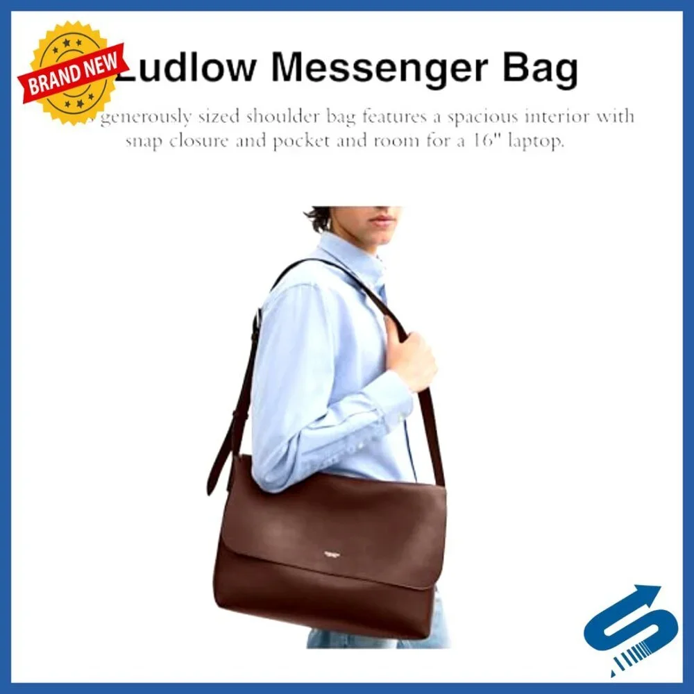Leather Messenger Bag for Men with Laptop Compartment Adjustable Strap